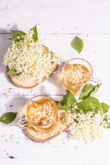 Elderberry flower tea. Refreshing summer drink, healthy lifestyle concept