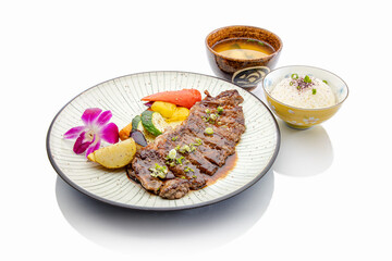 Beef Teriyaki with rice and Miso soup