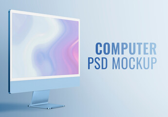 Computer Desktop Screen Mockup in Pastel Blue Design