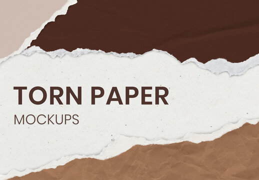 Torn Paper Background Mockup in Earth Tone Handmade Craft
