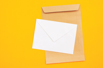 Blank envelope isolated background arranged for mockup design
