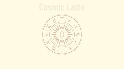 New average color of the universe: Cosmic latte. Solid ivory color background and zadiac circle with signs.