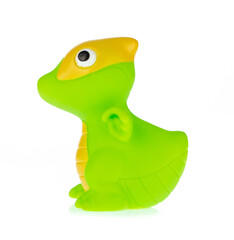 colorful rubber dolls dinosaur isolated on white background.