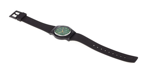 Obraz premium Wrist Watch black strap isolated on white background.