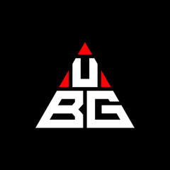 UBG triangle letter logo design with triangle shape. UBG triangle logo design monogram. UBG triangle vector logo template with red color. UBG triangular logo Simple, Elegant, and Luxurious Logo. UBG 