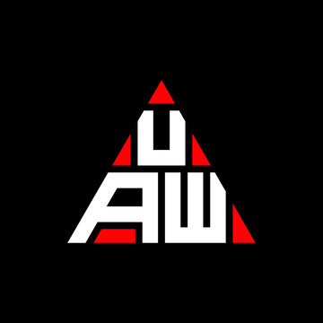 UAW triangle letter logo design with triangle shape. UAW triangle logo design monogram. UAW triangle vector logo template with red color. UAW triangular logo Simple, Elegant, and Luxurious Logo. UAW 
