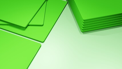 green board stack illustration, 3d render, suitable for a clean, minimalist but modern and stylish design background
