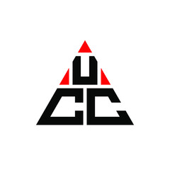 UCC triangle letter logo design with triangle shape. UCC triangle logo design monogram. UCC triangle vector logo template with red color. UCC triangular logo Simple, Elegant, and Luxurious Logo. UCC 