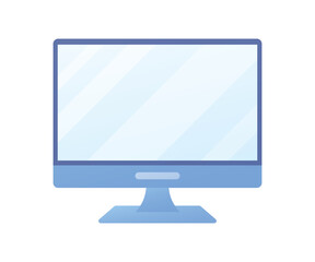 Modern computer flat blank white monitor screen display isolated vector