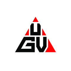 UGV triangle letter logo design with triangle shape. UGV triangle logo design monogram. UGV triangle vector logo template with red color. UGV triangular logo Simple, Elegant, and Luxurious Logo. UGV 