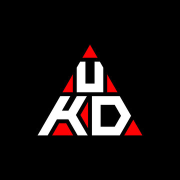 UKD triangle letter logo design with triangle shape. UKD triangle logo design monogram. UKD triangle vector logo template with red color. UKD triangular logo Simple, Elegant, and Luxurious Logo. UKD 