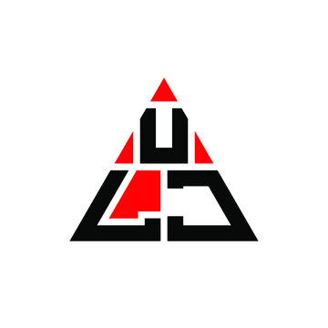 ULJ triangle letter logo design with triangle shape. ULJ triangle logo design monogram. ULJ triangle vector logo template with red color. ULJ triangular logo Simple, Elegant, and Luxurious Logo. ULJ 