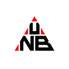 UNB triangle letter logo design with triangle shape. UNB triangle logo design monogram. UNB triangle vector logo template with red color. UNB triangular logo Simple, Elegant, and Luxurious Logo. UNB 