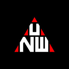 UNW triangle letter logo design with triangle shape. UNW triangle logo design monogram. UNW triangle vector logo template with red color. UNW triangular logo Simple, Elegant, and Luxurious Logo. UNW 