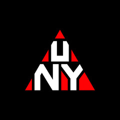 UNY triangle letter logo design with triangle shape. UNY triangle logo design monogram. UNY triangle vector logo template with red color. UNY triangular logo Simple, Elegant, and Luxurious Logo. UNY 