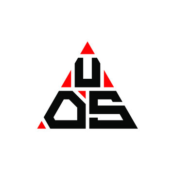 UOS triangle letter logo design with triangle shape. UOS triangle logo design monogram. UOS triangle vector logo template with red color. UOS triangular logo Simple, Elegant, and Luxurious Logo. UOS 