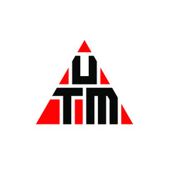 UTM triangle letter logo design with triangle shape. UTM triangle logo design monogram. UTM triangle vector logo template with red color. UTM triangular logo Simple, Elegant, and Luxurious Logo. UTM 