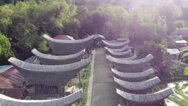 North Toraja, South Sulawesi, Indonesia - Aerial Drone View of Kete Kesu - Oldest Traditional Ancient Village Tongkonan
