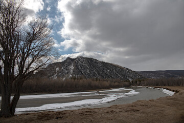 snow covered mountains