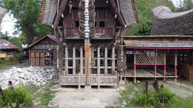 North Toraja, South Sulawesi, Indonesia - Aerial Drone View of Kete Kesu - Oldest Traditional Ancient Village Tongkonan