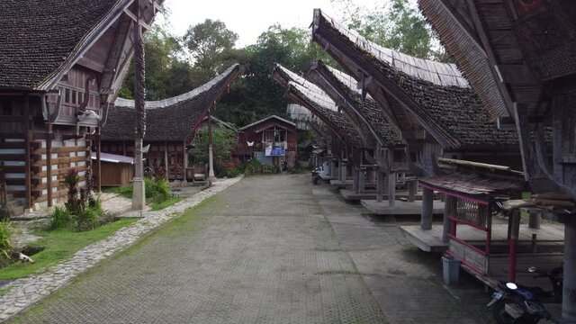 North Toraja, South Sulawesi, Indonesia - Aerial Drone View of Kete Kesu - Oldest Traditional Ancient Village Tongkonan