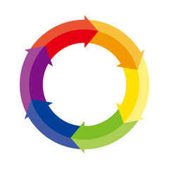 Infographics, 6-split circle chart and arrow chart. PDCA, business, process, management. 6 segments.