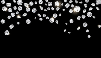 falling diamond gems abstract Background. concept for diamond jewelry and luxury background template in vector illustrative.