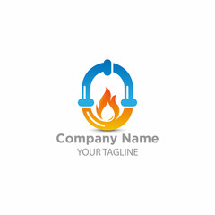 Obraz premium Plumbing logo designs vector pipe instaltation and water symbol