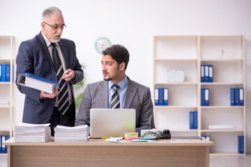 Two male employees in bullying concept