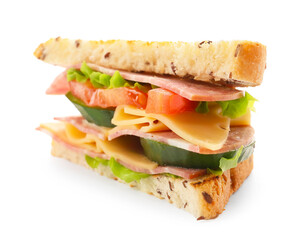 Tasty sandwich on white background