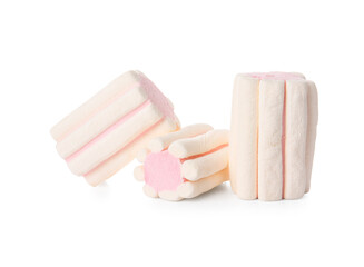 Tasty marshmallows on white background