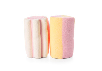 Tasty marshmallows on white background