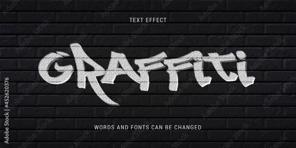 Wall mural graffiti text effect 100% editable vector image