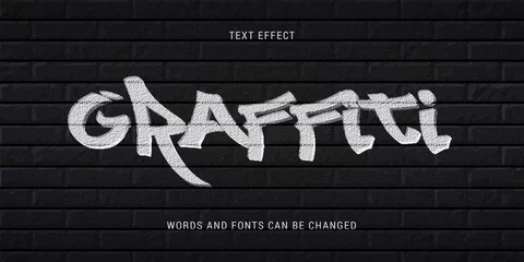 Foto op Plexiglas graffiti text effect 100% editable vector image © Axelzonecreative
