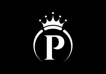 Initial P monogram alphabet with a crown. Royal, King, queen luxury symbol. Font emblem. Modern luxury brand element sign. Vector illustration. © BakiBullah