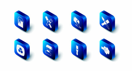 Set Paint brush, bucket, spray, gun, RGB and CMYK color mixing and icon. Vector