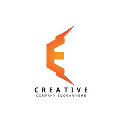letter E logo vector with gradient color, icon concept