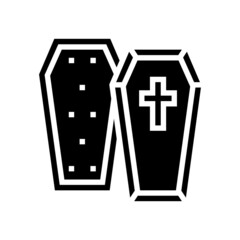 coffin halloween glyph icon vector. coffin halloween sign. isolated contour symbol black illustration