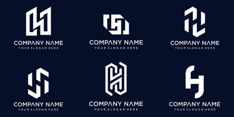 set of creative letter h logo design template