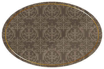 楕円形のフレーム　ブラウン＆ゴールド　ダマスク柄