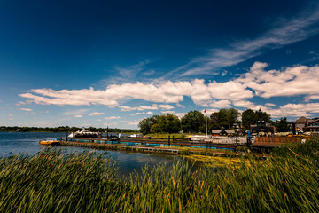 Fototapeta premium water front with reed foreground