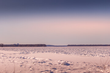 Frozen river winter scene Ontario Canada