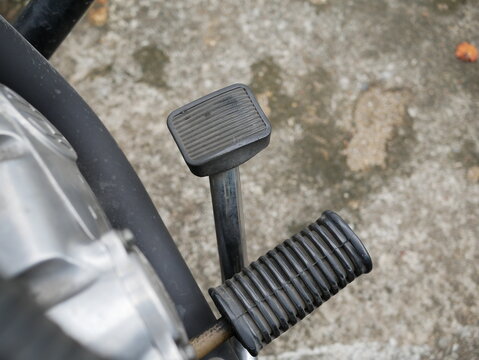 motorcycle foot brake lever and rear brake.
