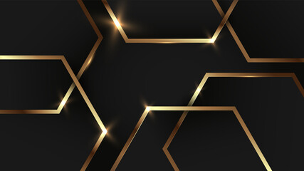 black background with space text golden line for home wallpaper interior decoration vector