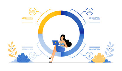 Illustration of task and job division meetings to determine strategic planning and profit target analysis. Vector design can be use for website, web, poster, banner, flyer, mobile apps, social media