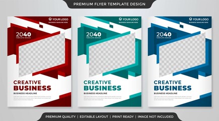 set of business a4 flyer layout template design with abstract style and clean concept
