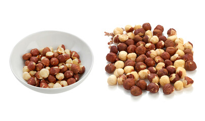 macadamia nuts on white background
