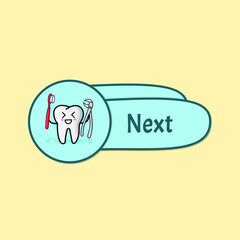 Blue sky button with teeth illustration vector isolated use for button web, site, website, game, interactive design