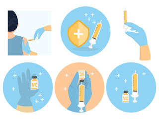 Set of vaccine injection. Prevent for severe illness.