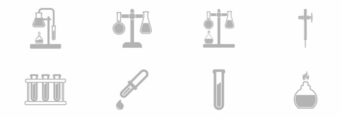 laboratory equipment icon set vector sign symbol